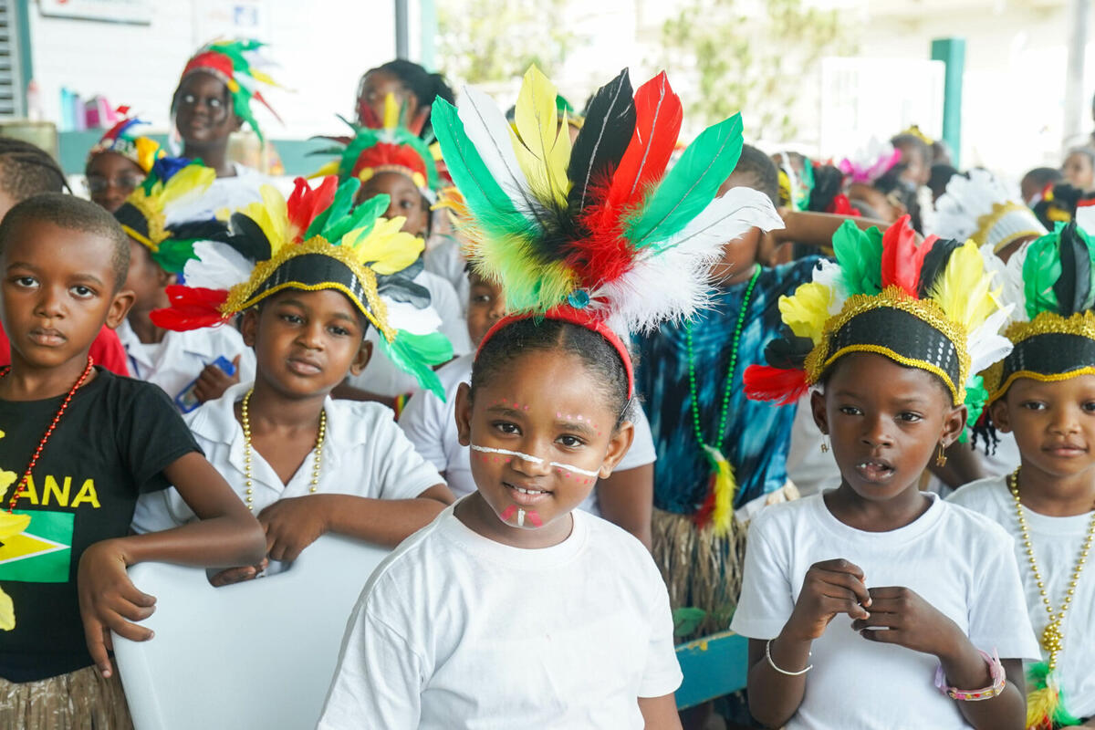 Children celebrating Amerindian Heritage