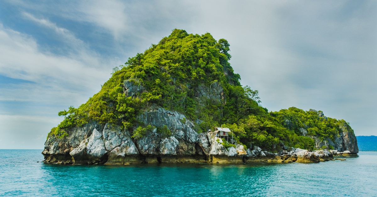 Boat approaching one of the Essequibo River islands