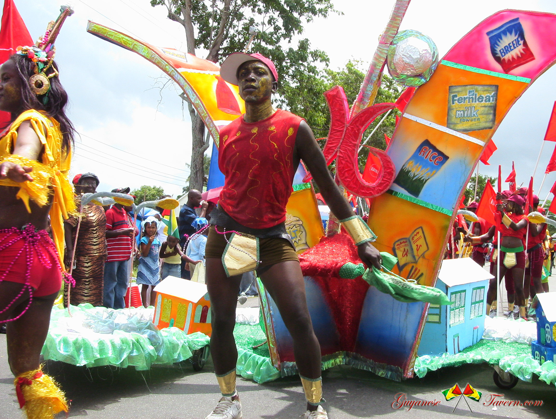 Colorful costume parade during Mashramani festival in Georgetown